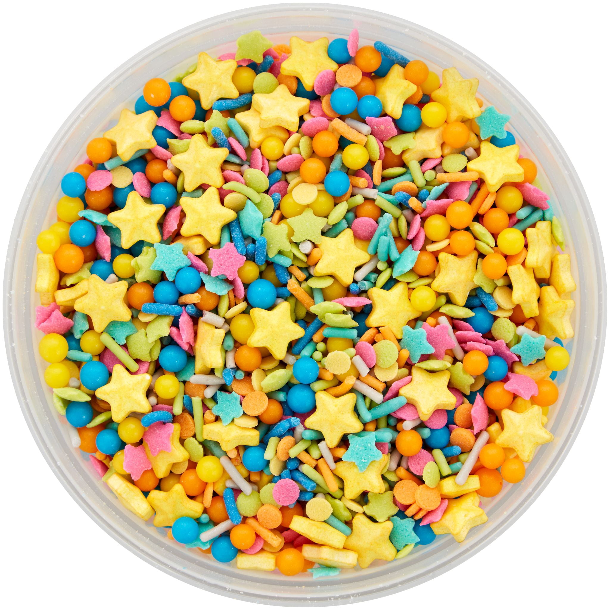 Great Value Neon Stars and Jimmies Sprinkles Mix for Cakes Decorating, 10.5 oz., Assorted Colors
