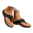 thumbnail image 6 of Povozer Sandals for Women Platform Flip Flops Hollow out T-strap Thong Sandals(Black,9.5), 6 of 6