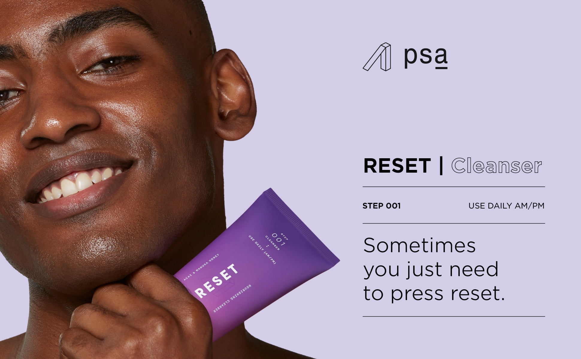 PSA Reset Face Wash Facial Cleanser for Acne Treatment, 3.4 oz