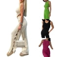 thumbnail image 4 of KelaJuan Women Rib Knit Tank Tops Solid Color Crew Neck Sleeveless Vests Summer Tie-Up Backless Slim Fit Cropped Tops Streetwear, 4 of 4