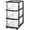 Black, variant on Drawer Tower, 3-Tier Clear Plastic Storage Organizer Cart, White Frame - Heavy-Duty Organizing Drawers for Home, Bedroom, and Closet Organization