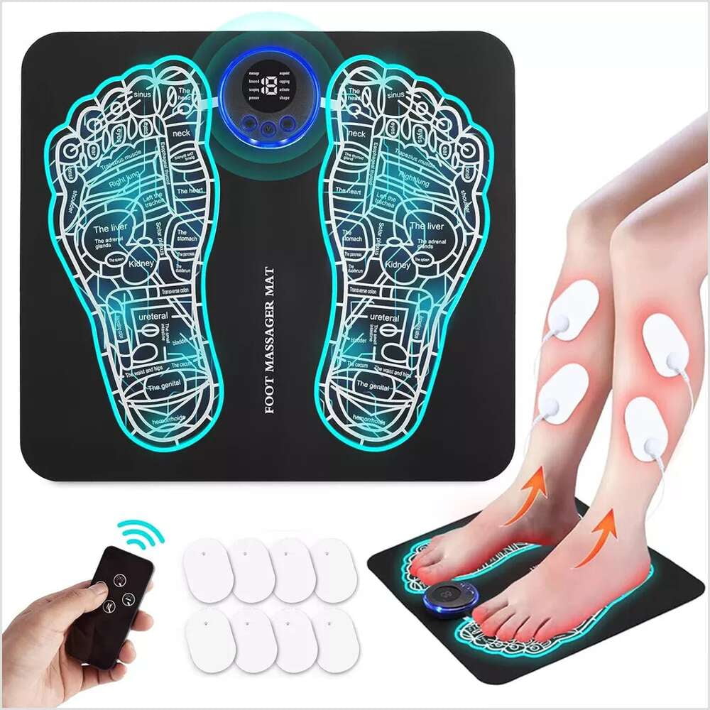Electric EMS Foot Massager Leg Reshaping Pad Feet Muscle Stimulator Mat Remote