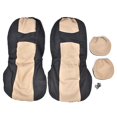 thumbnail image 1 of Lot de 4 housses de protection universelles pour sièges avant de voiture, décoration intérieure pour toutes les saisons (beige et noir), 1 of 4