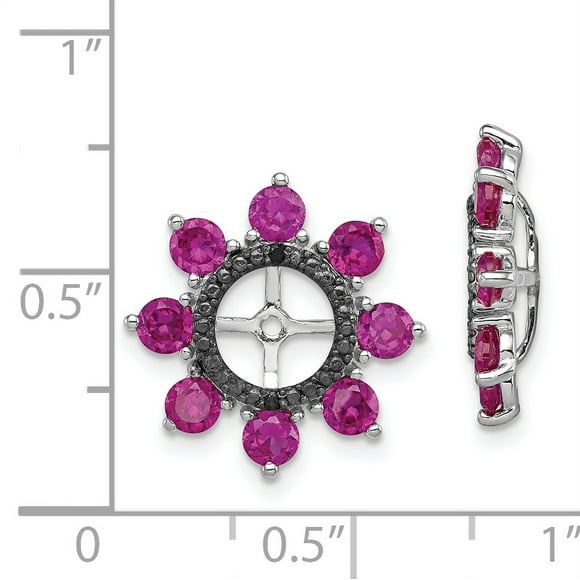 Sterling Silver Rhodium Created Ruby & Black Sapphire Earring Jacket QJ114JUL