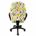 thumbnail image 3 of Leaves Office Chair Slipcover, Foliage of Fall Season Cartoonish Garden Art Inspirations Romantic Vintage Motifs, Protective Stretch Decorative Fabric Cover, Standard Size, Multicolor, by Ambesonne, 3 of 5