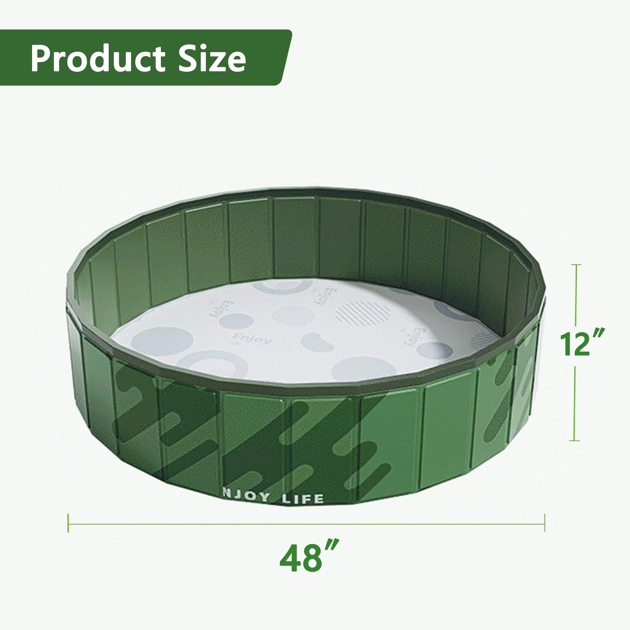 Hyindoor 48" Large Ball Pit for Toddlers, Foldable Anti-Slip Play Pit, Indoor Pool for Kids Small Dogs (Dark Green)