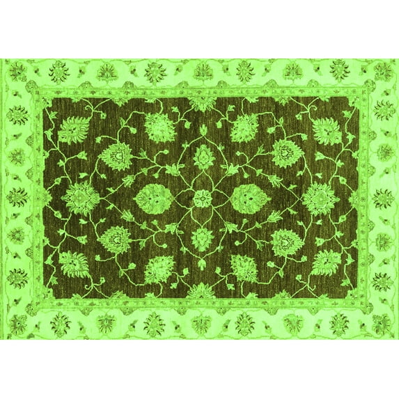 Ahgly Company Indoor Rectangle Oriental Green Traditional Area Rugs, 5' x 7'