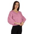 thumbnail image 2 of Bimba Chemise à Manches Ballon Boutonnée Été Coupe Ample Blouse Plissée pour Femmes, 2 of 7