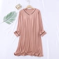 thumbnail image 3 of Wdfiry Women 3/4 Sleeve Built-in Bra Padded Mid-Calf Nightdress Sleepwear Pajamas Casual Comfy Soft Modal Sleep Shirt Night Shirt Dress Solid Nightgown, 3 of 9