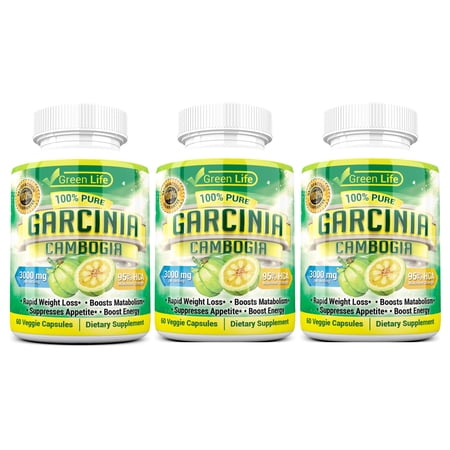 Pure 100% Garcinia Cambogia weight loss Fat Burner 60 capsules (Pack of 3)