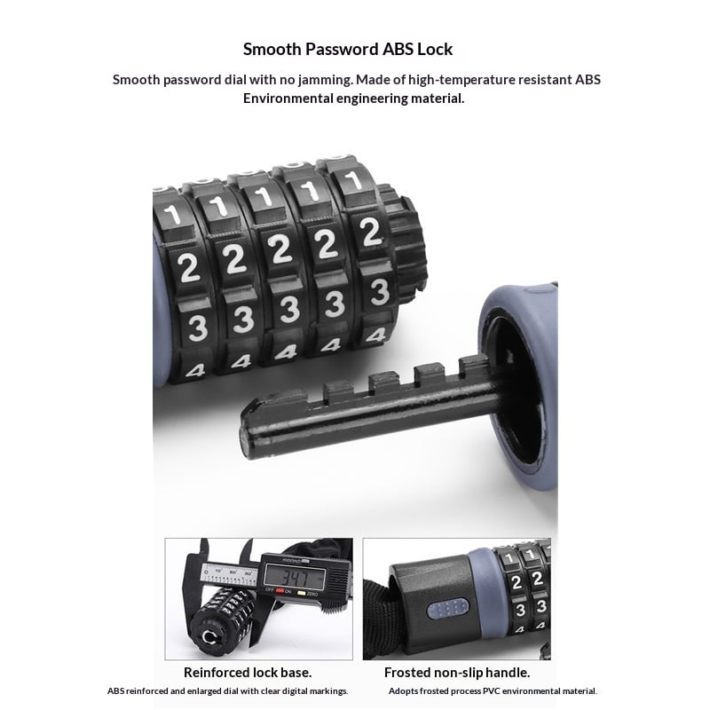 Bike Lock: 5 Digit Combination High Security Anti Theft Bike Chain Lock,Heavy Duty Resettable Keyless Bicycle Lock for Bike, Door & Gate (Chain Length: 90cm dark gray）