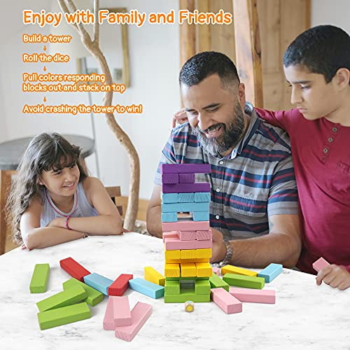Wooden Stacking Board Games 54 Pieces for Kids Adult and Families 