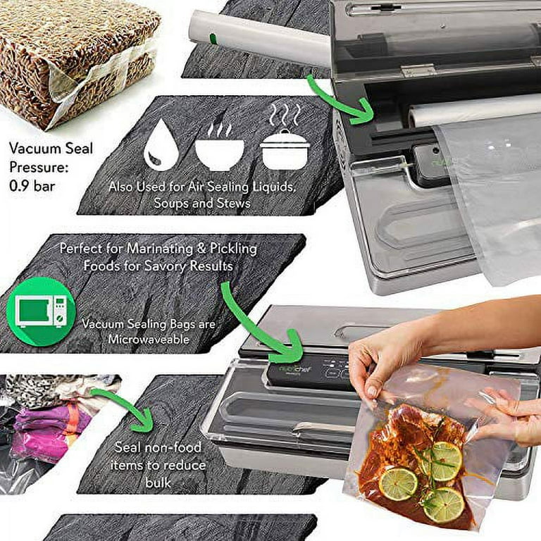 White Kitchen Pro Stainless Steel Food Vacuum Sealer System - Countertop Electric Air Seal Preserver with Air Vac Bags White Kitchen Pro Stainless Steel Food Vacuum Sealer System - Countertop Electric Air Seal Preserver with Air Vac Bags