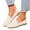 Beige, variant on Women's Casual Slip-On Loafers Breathable Knit Flats Square Toe Walking Shoes Summer Beach Sandals