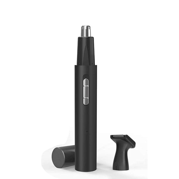 Recortador de pelo de nariz (negro) adecuado para hombres y mujeres, profesional 2 en 1, sin dolor, recortador de pelo de nariz y orejas, recargable por USB, impermeable, seco y húmedo, seguro, cómodo