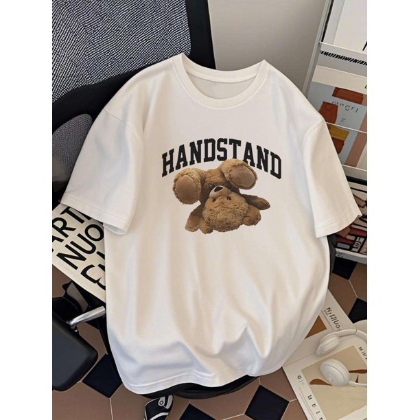 Suéter informal de verano holgado de manga corta con cuello redondo y estampado de algodón para adultos