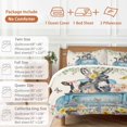 thumbnail image 6 of Queen 4 Piece Bedding Set Vintage Farm Donkeys Pigs Cows Soft Breathable Duvet Cover and Pillowcase, Flowers Leaves on Linen Duvet Cover Set Bed Sheets for Bedroom Dormitory Guest Room, 6 of 9