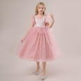 thumbnail image 2 of Girls Prom Dress Size 6-17 Juniors Teens Elegant Ruffle Cap Sleeve Crewneck Layered-Tulle A-Line Birthday Party Wedding Guest Midi Dress, 2 of 8