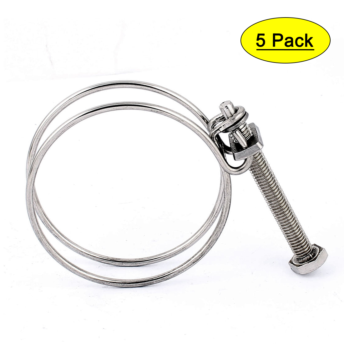 Unique Bargains 5 Pcs 70mm Diameter Double Wire Grip Cable Tight Pump Hose Pipe Clip Bolt Clamp