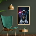 thumbnail image 2 of Space Cat Wall Art with Frame, Cosmonaut Kitty in Galaxy Cosmos Nebula Stars with Eclipse Image, Printed Fabric Poster for Bathroom Living Room Dorms, 23" x 35", Dark Blue White, by Ambesonne, 2 of 2