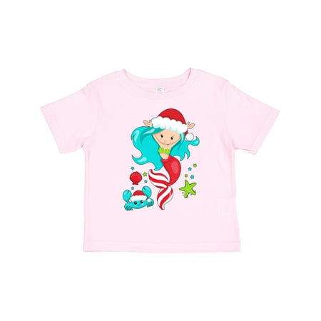 

Inktastic Christmas Holiday Mermaid with Cute Crab Gift Toddler Boy or Toddler Girl T-Shirt
