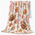 thumbnail image 2 of Autumn Football Maple Leaf Pattern Fall Thanksgiving, Cozy Friendship Quote Scene, Warm Flannel Blanket for Living Room and Reading Nook, Art Lovers Thanksgiving Gift, Festive Home Decor, 2 of 8