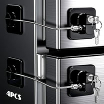 4 Pack Refrigerator Locks with Keys for Kids, Toddlers and Adults, Self-Adhesive Child & Baby Proofing Fridge Latch for Cabinets and Drawers, Oven, Windows