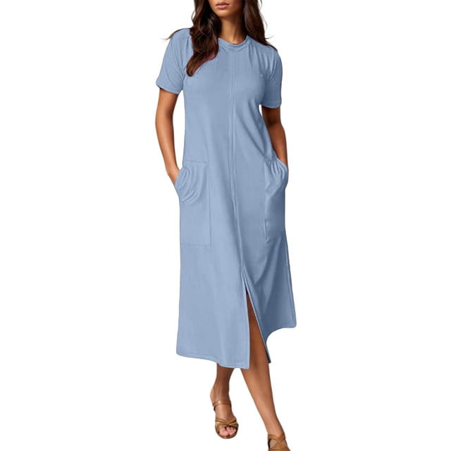 Robe d'Été pour Femme Dégradé Sans Manches à Col en V Maxi