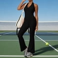 thumbnail image 2 of Sentmoon Casual Summer Rompers Women Beach Outfits V Neck Solid Color Lace Backless Slim Fit Overalls for Work and Business Casual, 2 of 7