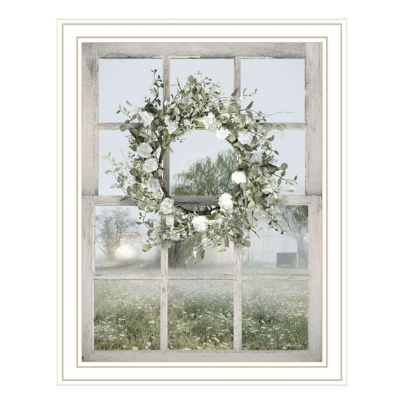 Trendy Decor 4U  "Spring Farm View" Framed Wall Art, Modern Home Décor Framed Print Wall Decoration by Lori Deiter White