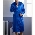 thumbnail image 3 of JNGSA Men's Satin Robe Kimono Bathrobe with Pockets Lightweight Soft Loungewear Nightwear Lace-up Long Pajama Robe Blue L, 3 of 5