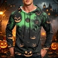 thumbnail image 2 of GrmtClth Mens Hoodie Halloween Cute Ghost Pumpkin Bat Witch All Over Print Fall Transition Tops Green 3XL, 2 of 8
