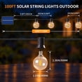 thumbnail image 3 of LEACUBER 100FT Solar String Lights Outdoor Waterproof with 8 Light Modes, Remote Dimmable Timer, LED Shatterproof G40 Bulbs, USB & Solar Powered Outdoor Lights for Backyard, Garden, Camping, 3 of 14