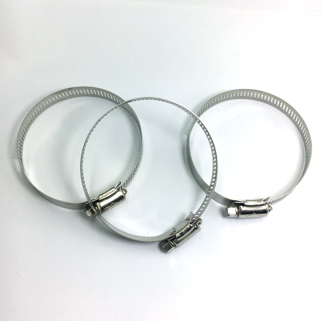 Silver 27-51mm FLAMEER 2Pcs Jubilee Hose Clips Fuel Hose Pipe Clamps Worm Drive 304 Stainless Steel 