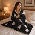 thumbnail image 4 of Halloween Ghost Throw Blanket 60" x 40" Fur Fleece Blanket Soft Cozy Autumn Throw for Couch Sofa Bed, Thanksgiving Gift for Women Mom, 4 of 6