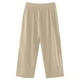 thumbnail image 5 of Pantalones Anchos Pantalones de pierna ancha para mujer Pantalones casuales de cintura alta de algodón con bolsillos (Caqui XXL) Cgtredaw Para estrenar, 5 of 6