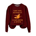 thumbnail image 4 of YVNAURA Women's Funny Why Yes Actually I Can Drive A Stick Witch Halloween Sweatshirt Sarcastic Broomstick Joke Pullover Crewneck Long Sleeve Casual Fall Spooky Season Top 1 Pack, Wine,L, 4 of 4