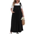 thumbnail image 1 of Vestido de Verano para Mujer, Talla Grande, Informal, Sin Mangas, con Tirantes Finos, para Playa Negro XL, 1 of 8