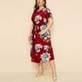 thumbnail image 2 of U.Vomade Robe pour Femme Grande Taille Été Plage Taille à Bande Robe à Manches Courtes Col Ras du Cou Oversize Robes Décontractées, 2 of 7