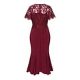 thumbnail image 2 of inlzdz Women Plus Size Mother of The Bride Dresses Elegant Embroidery Lace Cocktail Dress Wedding Ball Gowns 02 Burgundy 5XL, 2 of 9