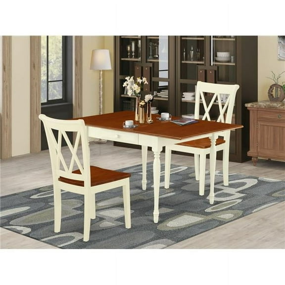 3 Piece Monza Dinette Set - Buttermilk & Cherry