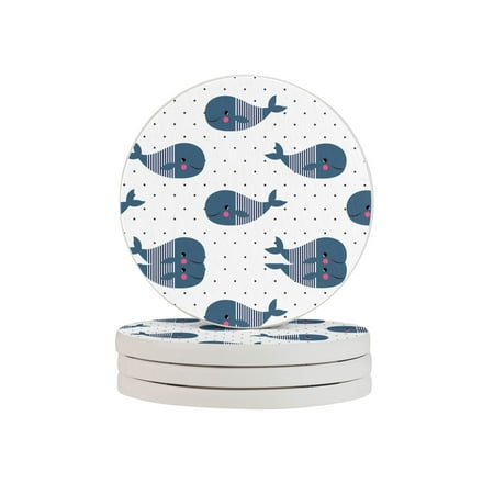 

Circular Drink Coasters Set Whale Beautiful Home Decor Diatomite Heat-Resistant Diatomite Protect Table Countertop
