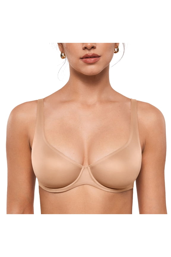Women's Mesh Balconette Bra Sexy Demi Supportive Comfortable Seamless Underwire Unlined Sheer Bras
