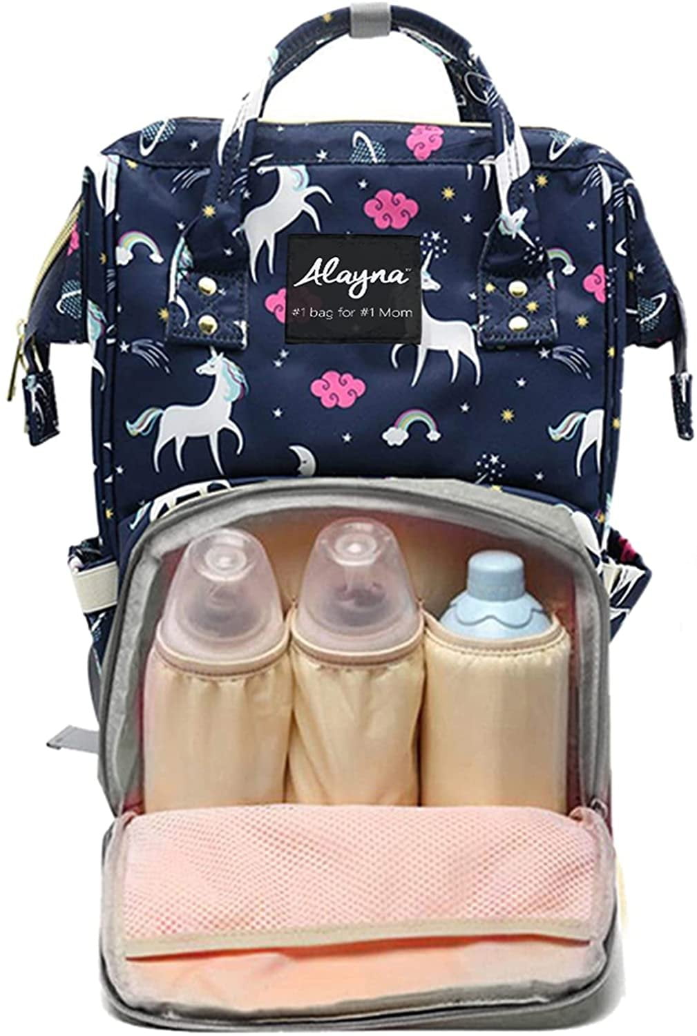 Diaper Bag Backpack Baby Bag Multifunction Maternity Travel Changing Pack Water Resistant Nappy Tote Blue Unicorn