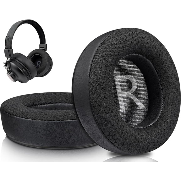SOULWIT 80mm Mesh Fabric Earpads Replacement for House of Marley Positive Vibration 2 Wired/Wireless Headphones, Ear Pads Cushions with Noise Isolation Foam - Black