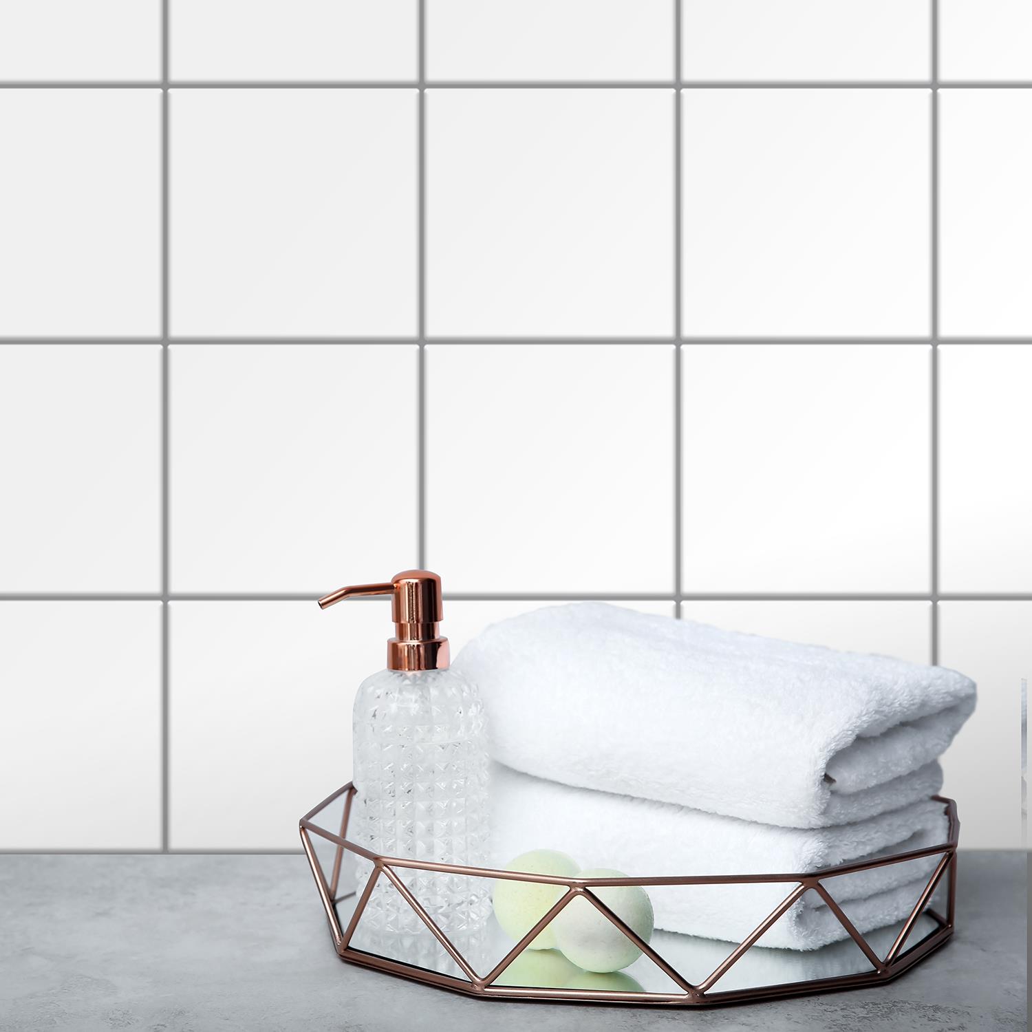 Walplus Peel and Stick Backsplash Spanish Retro White Square 3D Tile