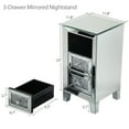 thumbnail image 4 of Mirrored 3 Drawer Nightstand End Table, Crystal Diamond Inlay Bedside Table, 4 of 8