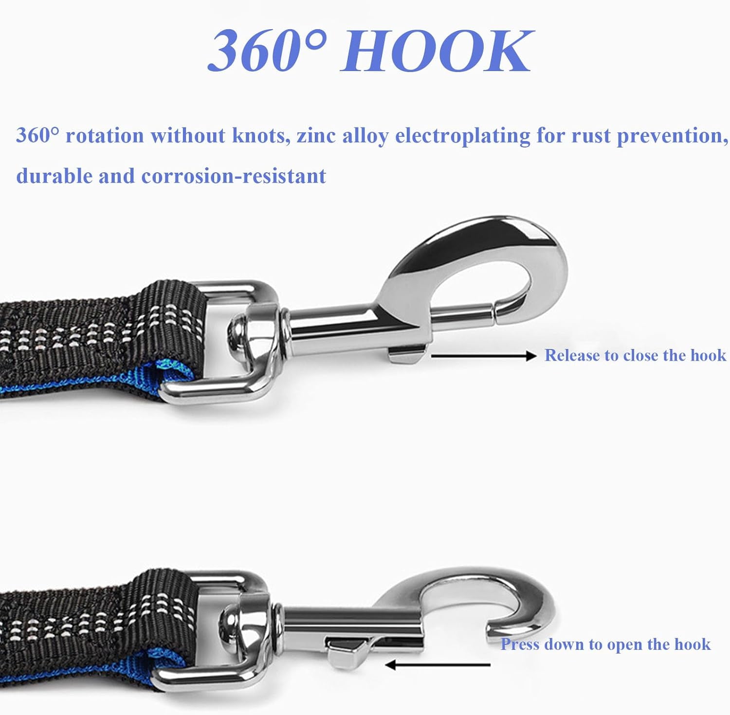 Upliftjoys Dog Leash,Upliftjoys Hands Free Dog Leash with Multifunctional Pouch,Adjustable Waist Belt,Shock Absorbing Bungee Leashs for Small＆Large Dogs (Blue, Double Rope)