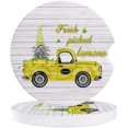 thumbnail image 1 of ZHANZZK Summer Yellow Truck Lemon and Gnome Wood Grain Set of 6 Car Coaster for Drinks, Absorbent Ceramic Stone Coasters Cup Mat with Cork Base for Home Kitchen Room Coffee Table Bar Decor, 1 of 5