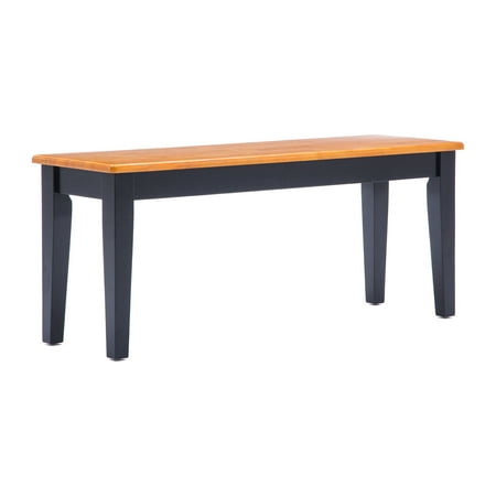 Boraam Shaker Dining Height Backless Wood Dining Room Bench - Black/Oak Finish